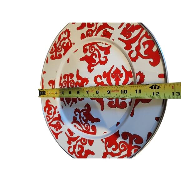 Golden Rabbit Red Abstract Swirl Enamelware Collector Plate 12.5" - Picture 9 of 10